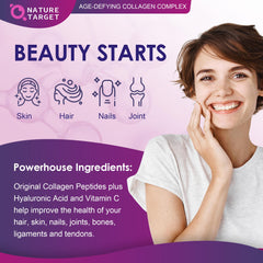 Nature Target Hydrolyzed Collagen Powder—dissolves without clumps in drinks.