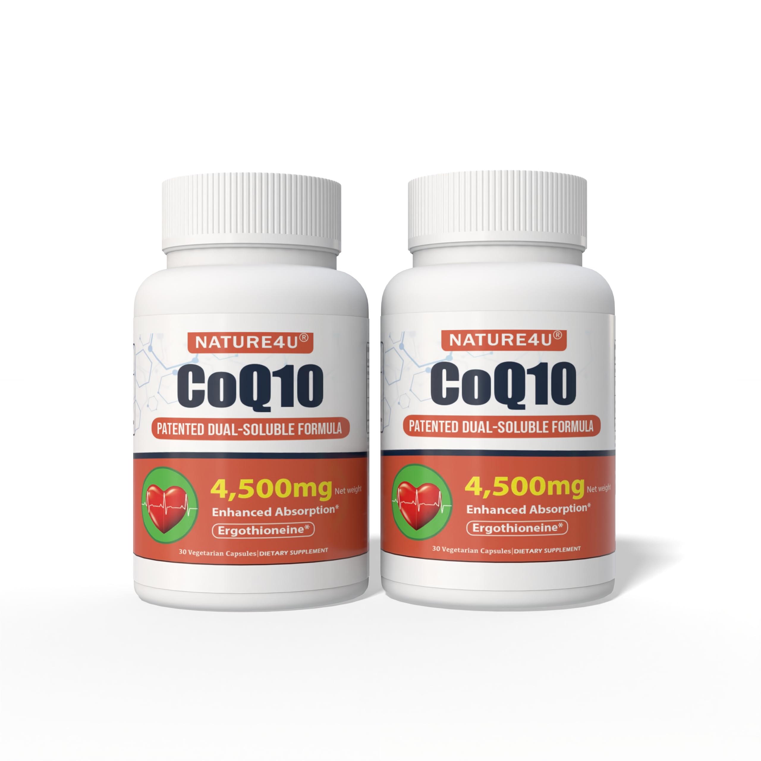 Nature4U CoQ10 150mg capsule close-up, high-absorption design for daily energy support.