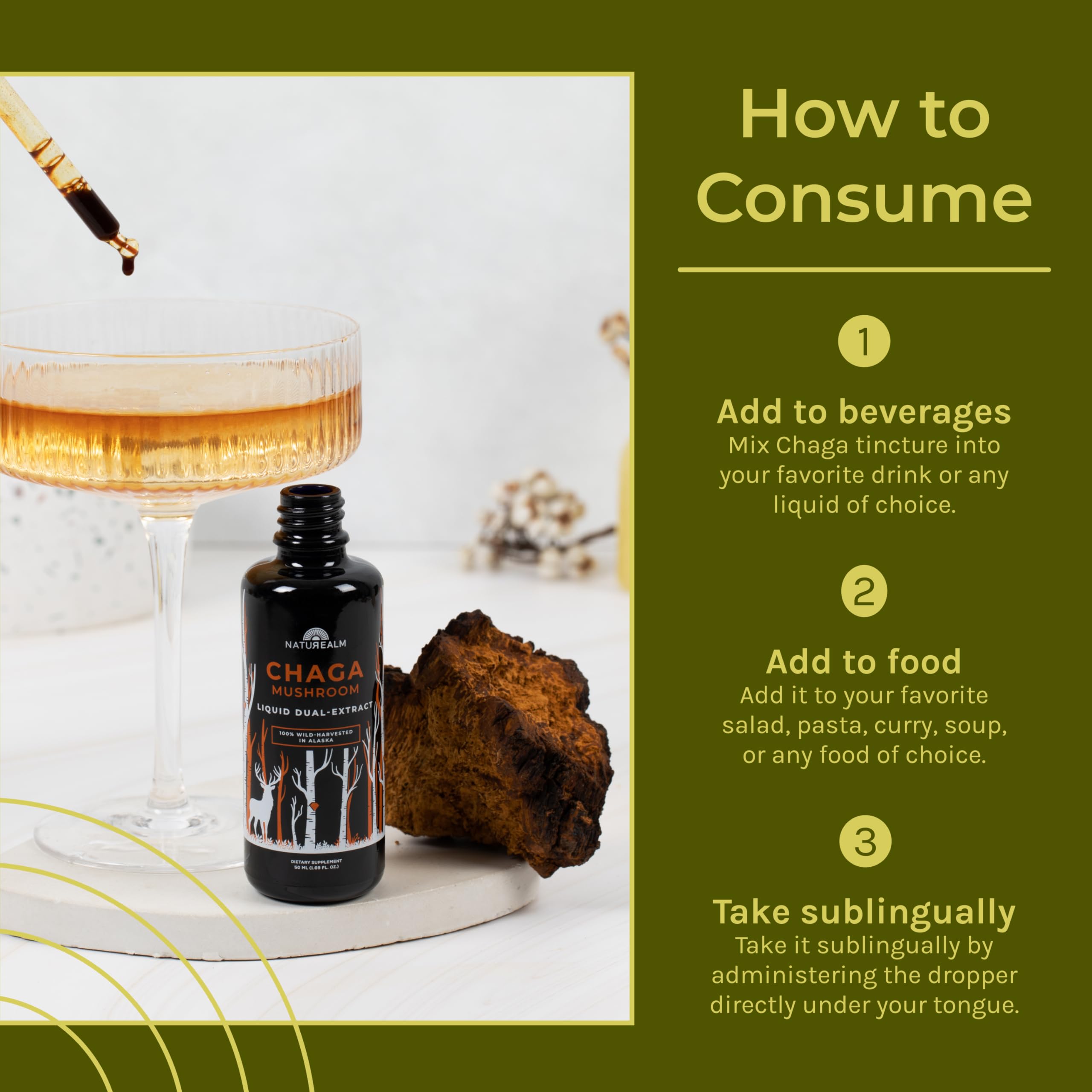 Naturealm tincture label close-up highlighting vegan and non-GMO notes