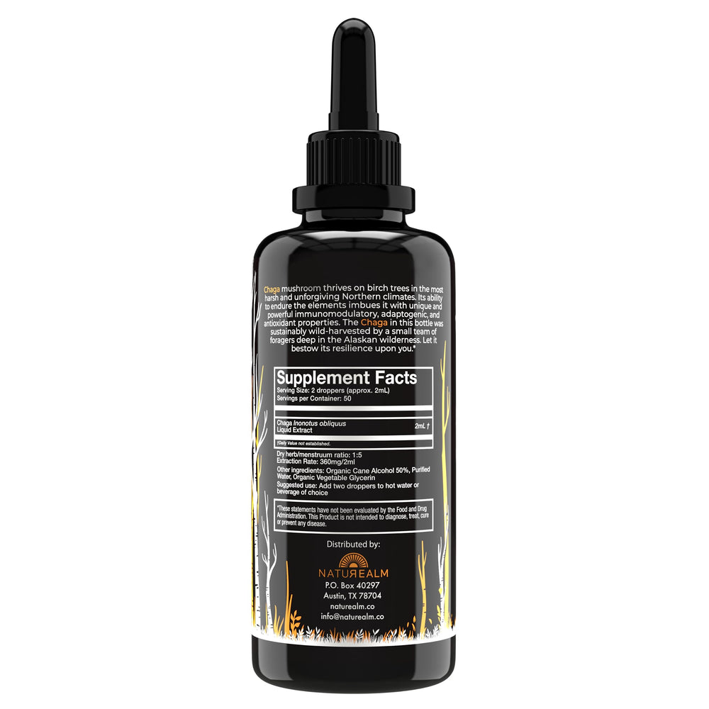 Close-up of amber Naturealm tincture showing liquid clarity and extraction quality