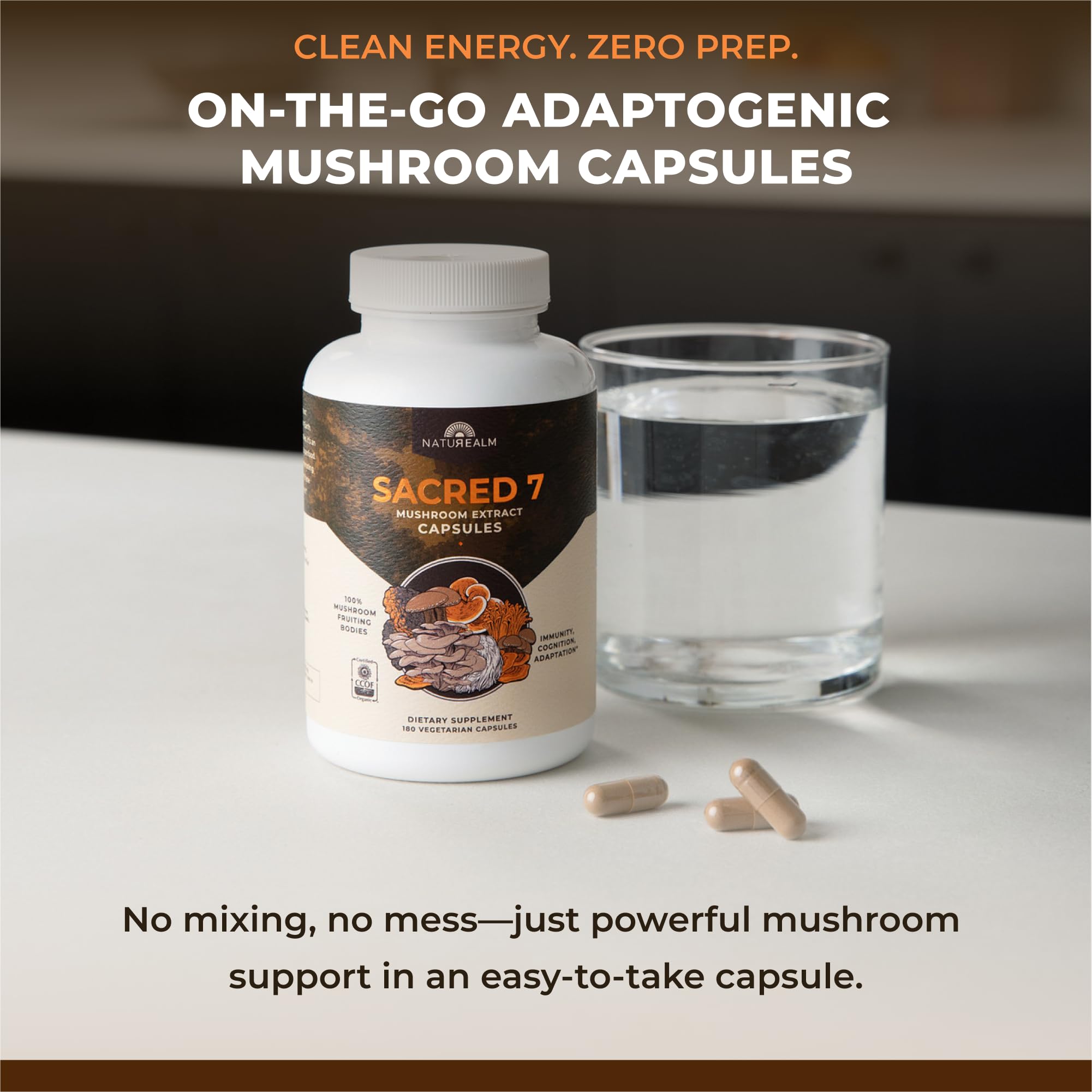 Three capsules daily dose illustrated for convenient lifestyle fit with Sacred 7.
