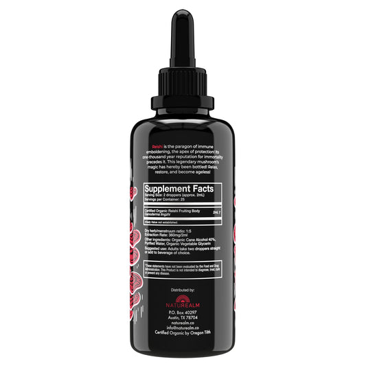 Naturealm Reishi tincture pour stream for easy dosing and relaxation