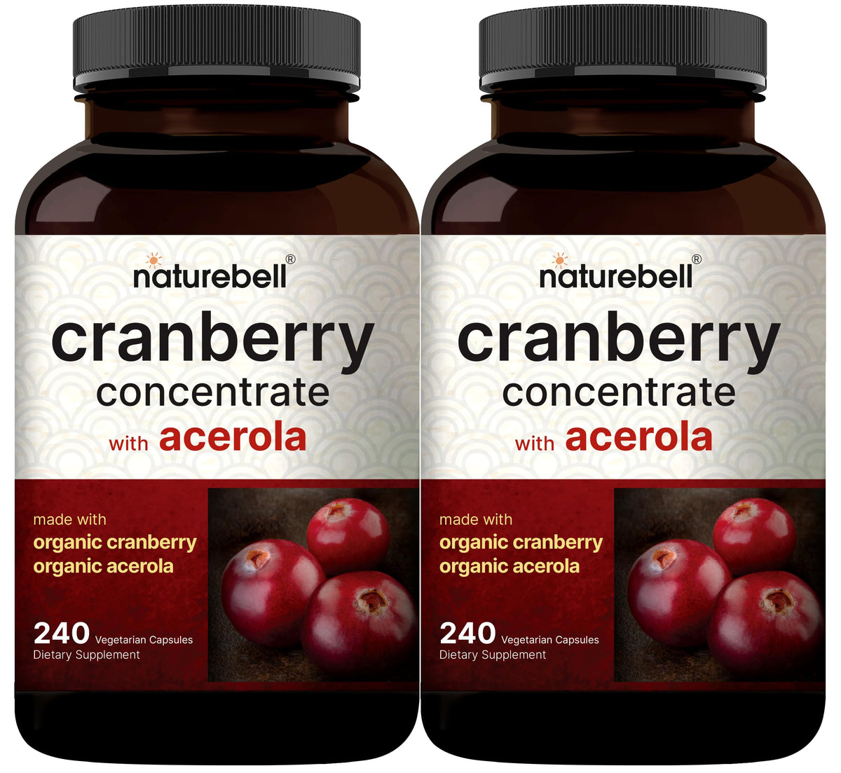 NatureBell 2Pack Cranberry Acerola bottle for a daily convenient wellness routine.