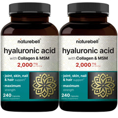 NatureBell 2-pack hyaluronic bottle front display hydration support for skin and joints.