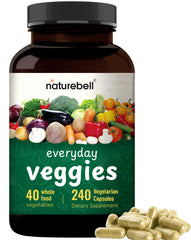 NatureBell 40 vegetables blend capsules emphasize greens for everyday vitality.