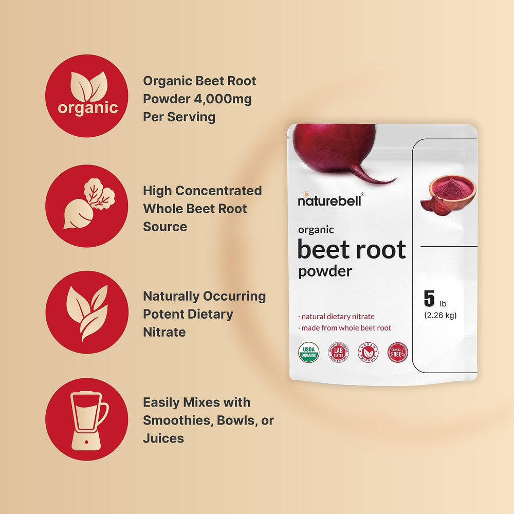 NatureBell beet root powder mixed into shakes for natural color and micronutrient support.