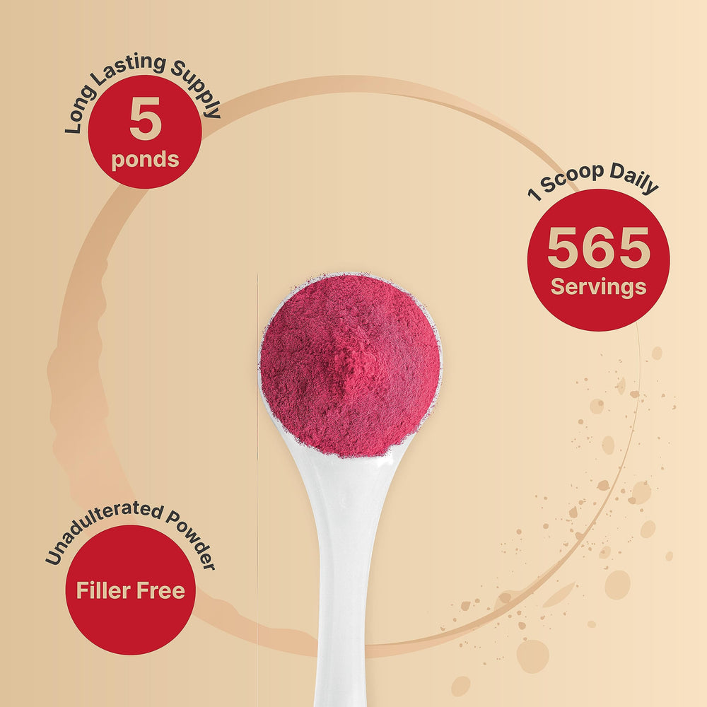 NatureBell beet root powder stirred into yogurt for a vibrant, nutrient-rich breakfast.