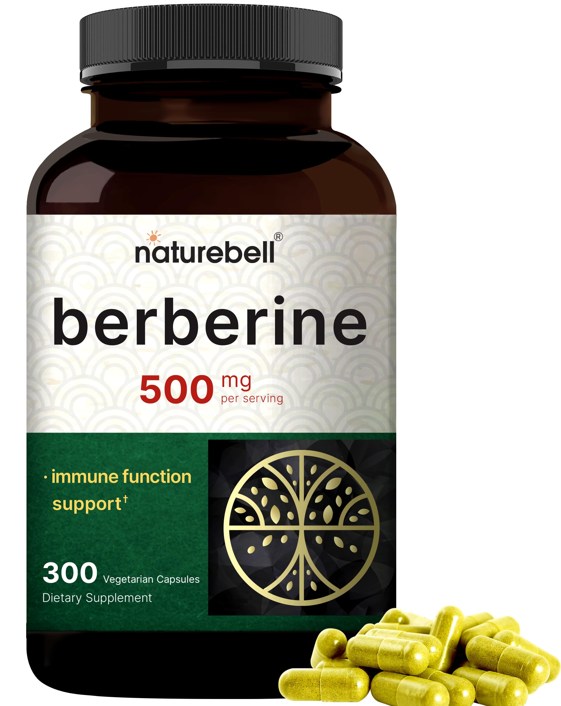 NatureBell Berberine 500mg bottle and capsules for everyday wellness