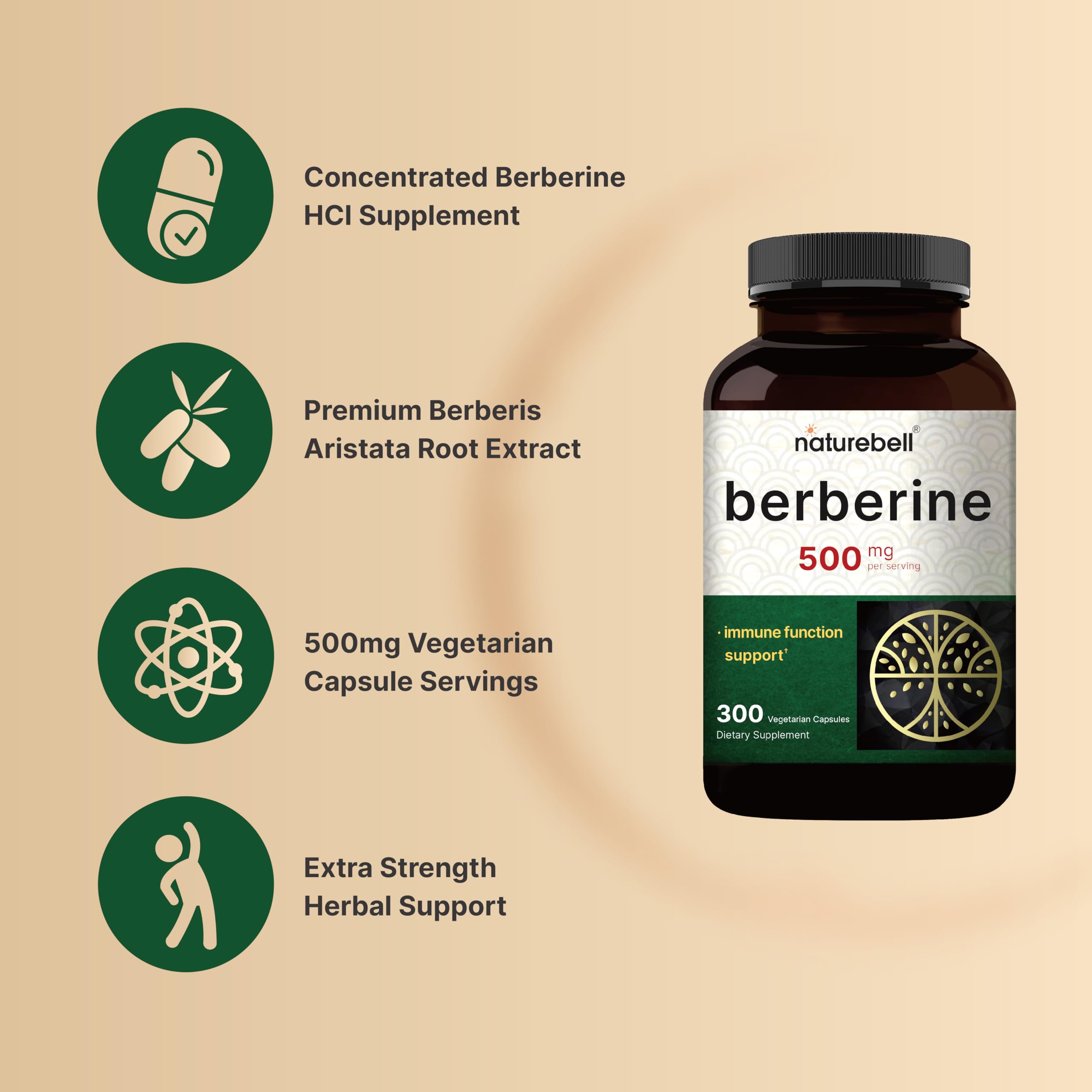 NatureBell Berberine 500mg capsules in vegan form for plant-based wellness