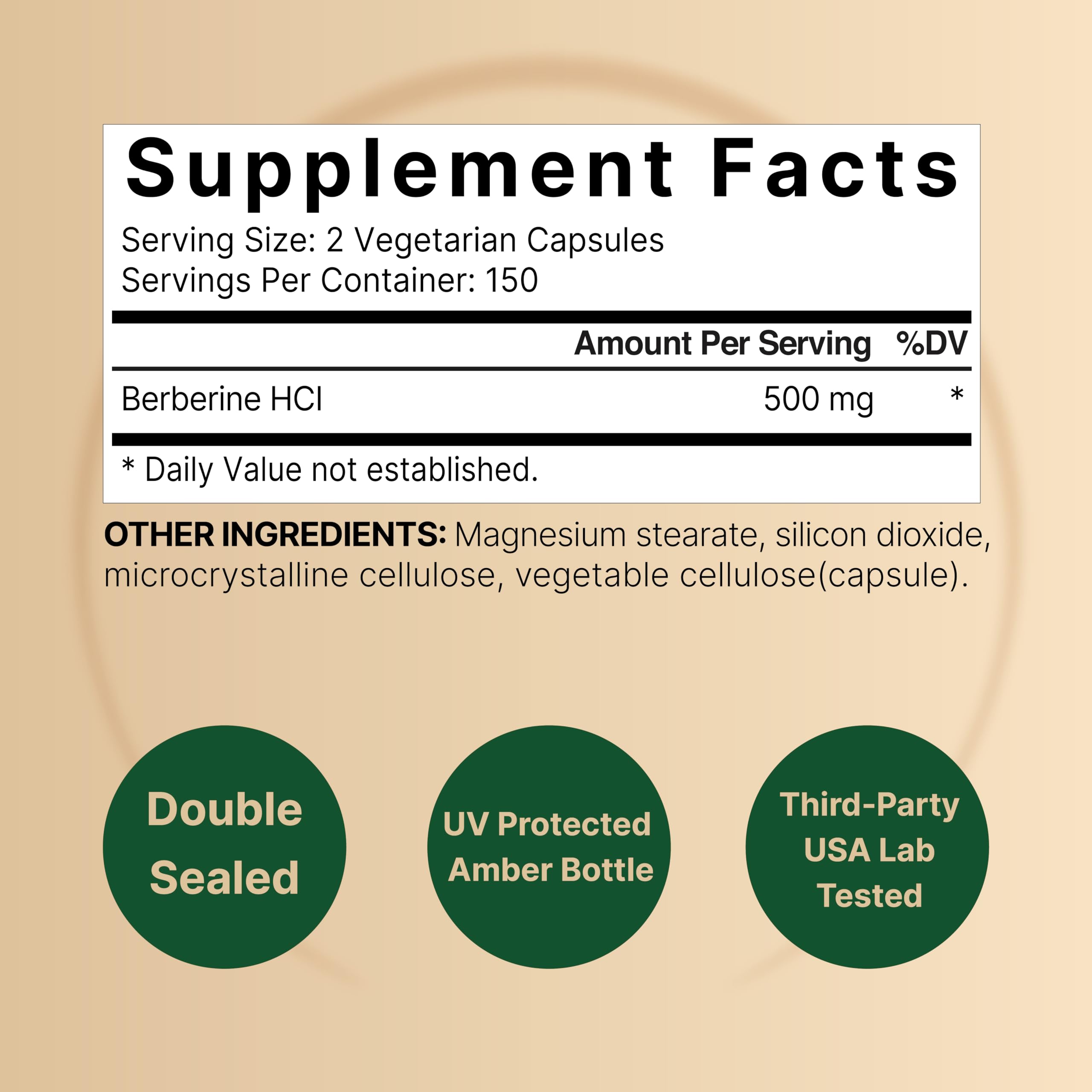 NatureBell Berberine 500mg label close-up showing 5:1 root extract