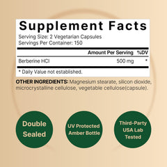 NatureBell Berberine 500mg label close-up showing 5:1 root extract