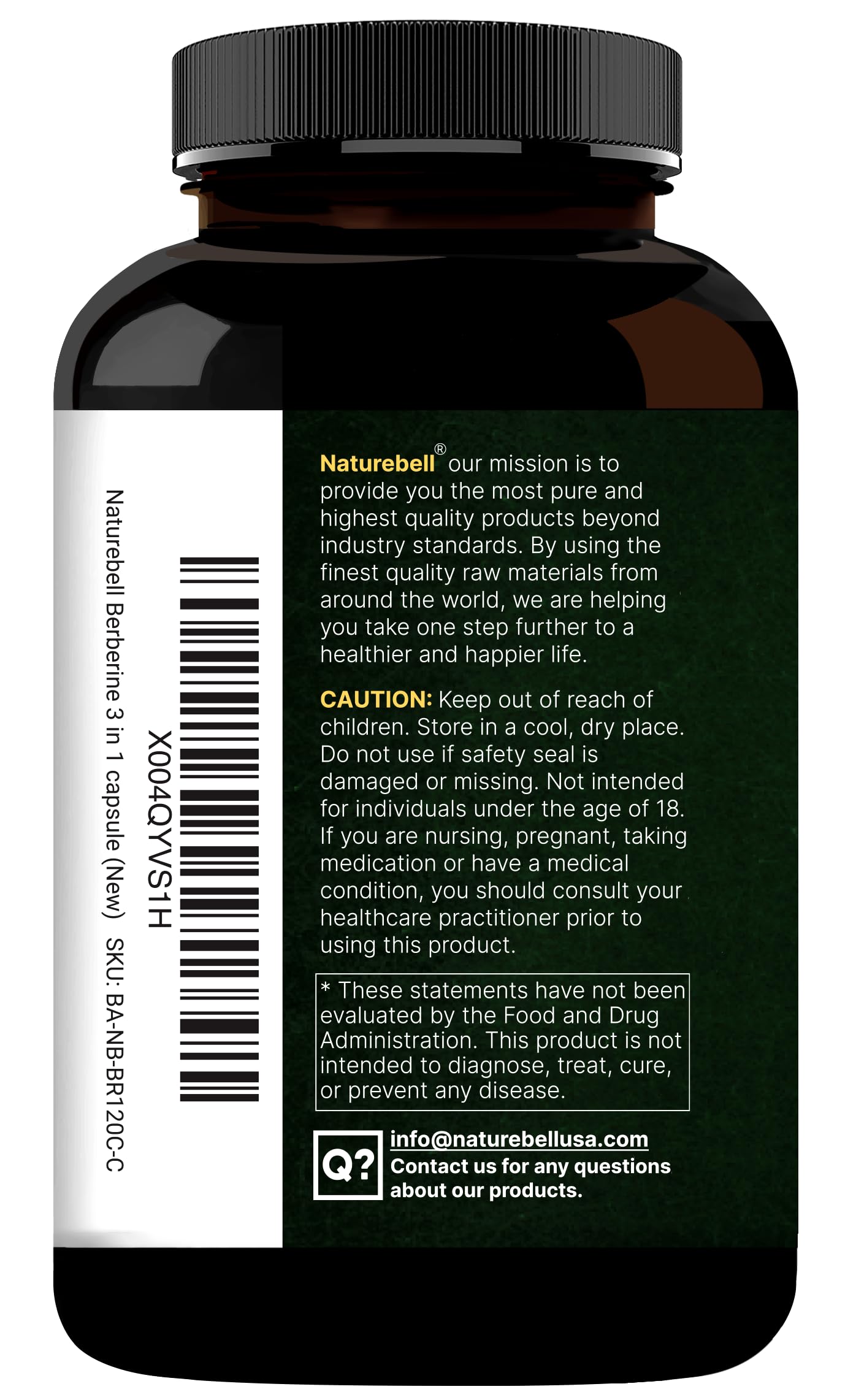 NatureBell Berberine badge, third-party lab tested, signals safety