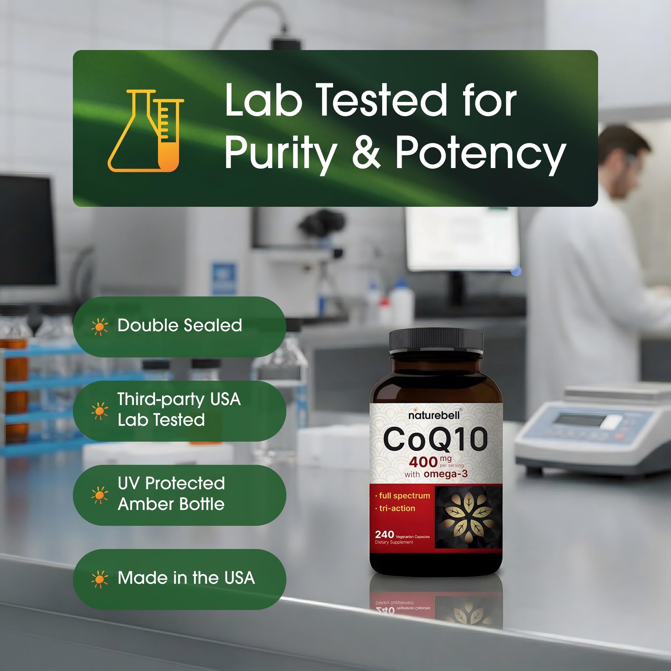NatureBell CoQ10 400mg con Omega-3, dosis diaria conveniente