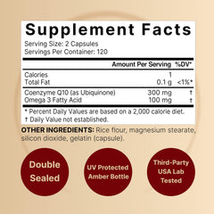 NatureBell CoQ10 omega-3 capsules close-up for heart-healthy routine.