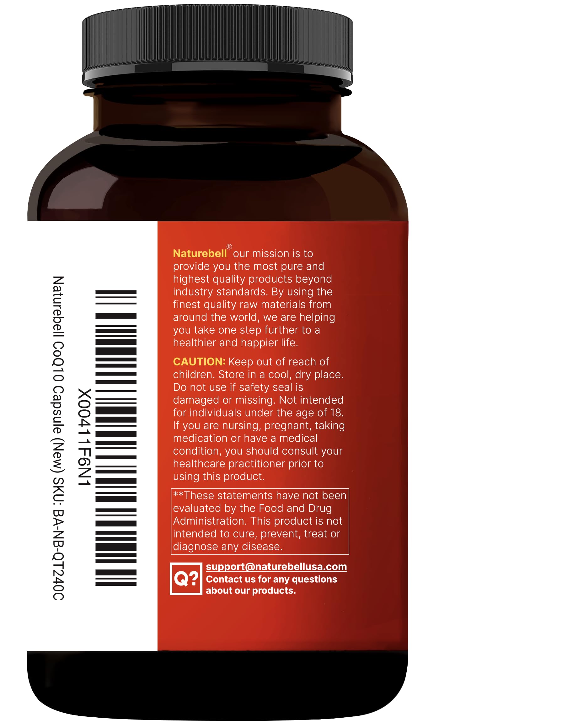 NatureBell CoQ10 serving info visualization supports daily wellness choices.