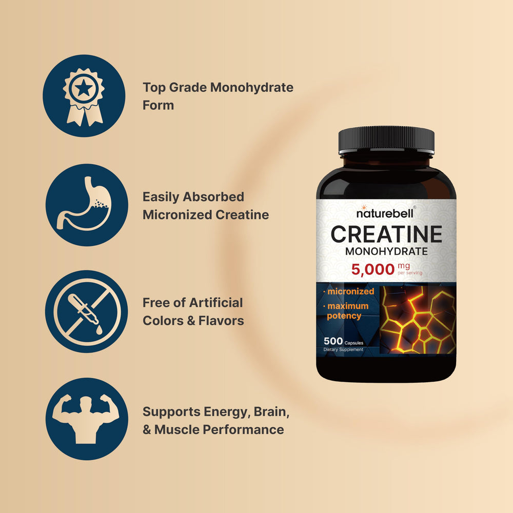 Third-party tested badge on NatureBell Creatine Capsules for safety and potency.