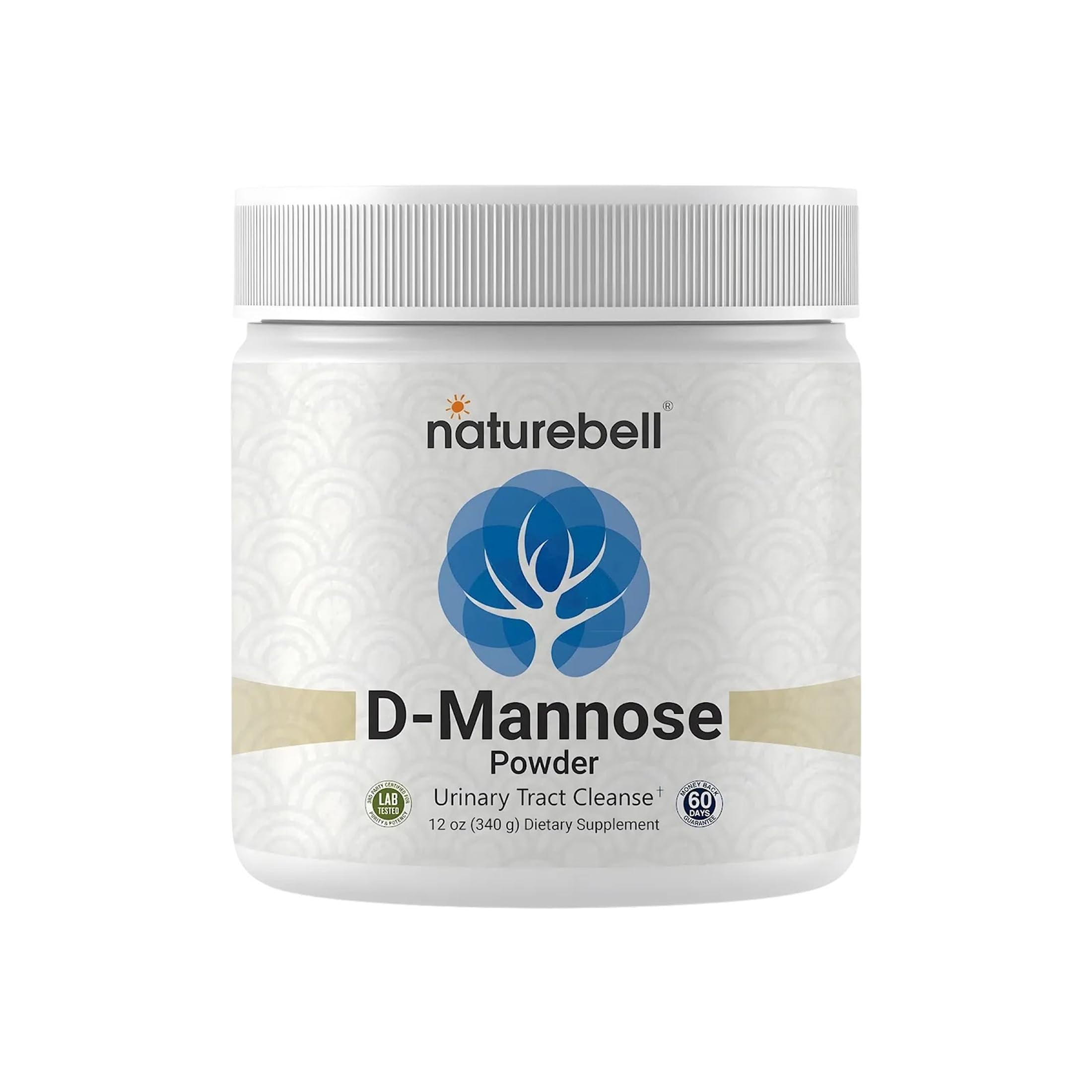 NatureBell D-Mannose Powder bottle shows pure, filler-free formula for daily use
