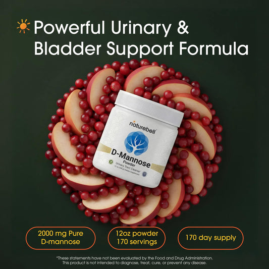 NatureBell D-Mannose Powder scoop with 2 g per serving
