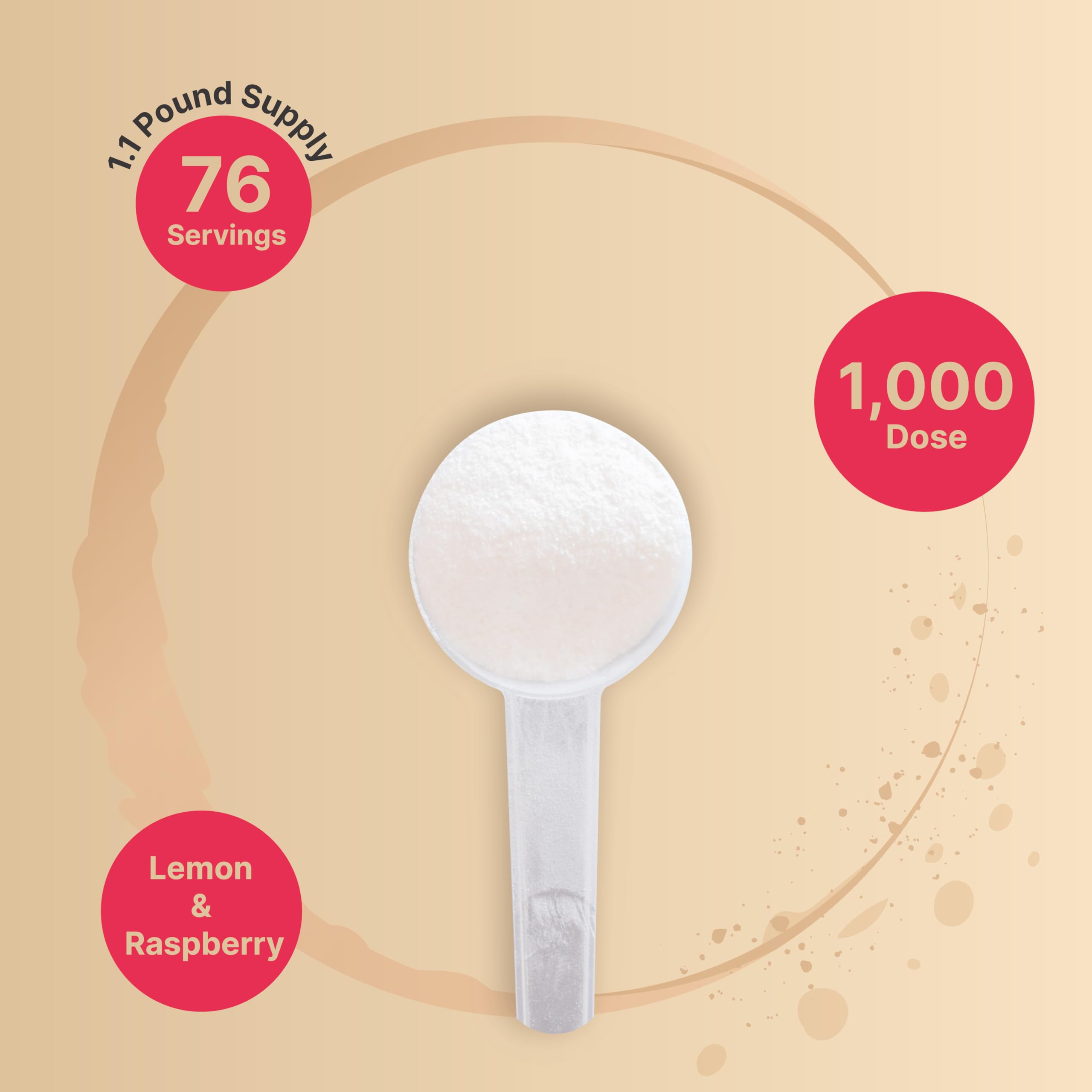 Scoop beside tub highlights convenient serving for quick hydration.
