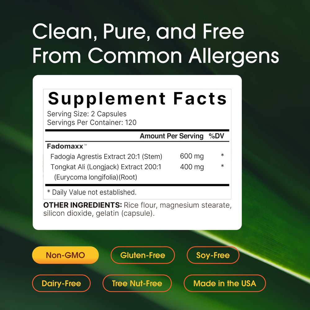 NatureBell Fadogia Agrestis capsules closeup shows high-strength formulation for workouts.