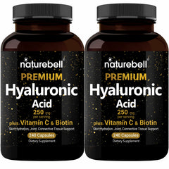 NatureBell hyaluronic acid 2-pack bottles showing hydration support for skin and joints.
