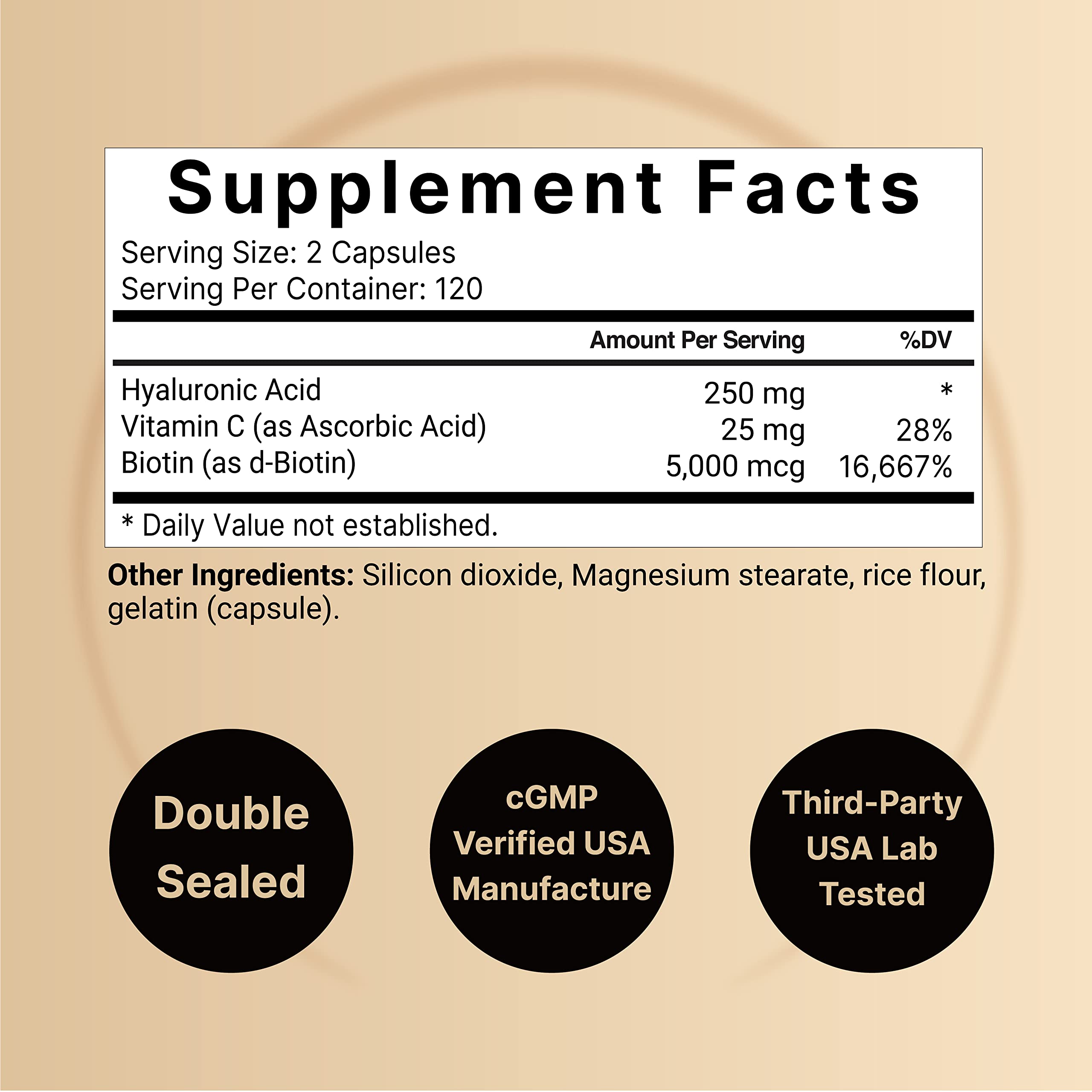 NatureBell hyaluronic acid 2-pack capsules close-up highlighting 3-in-1 formula for hydration.