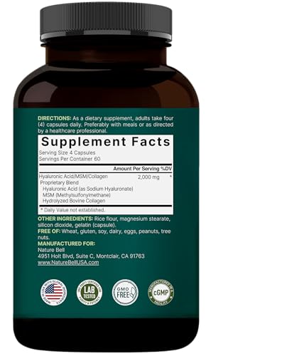 NatureBell hyaluronic acid capsules closeup for easy daily intake.