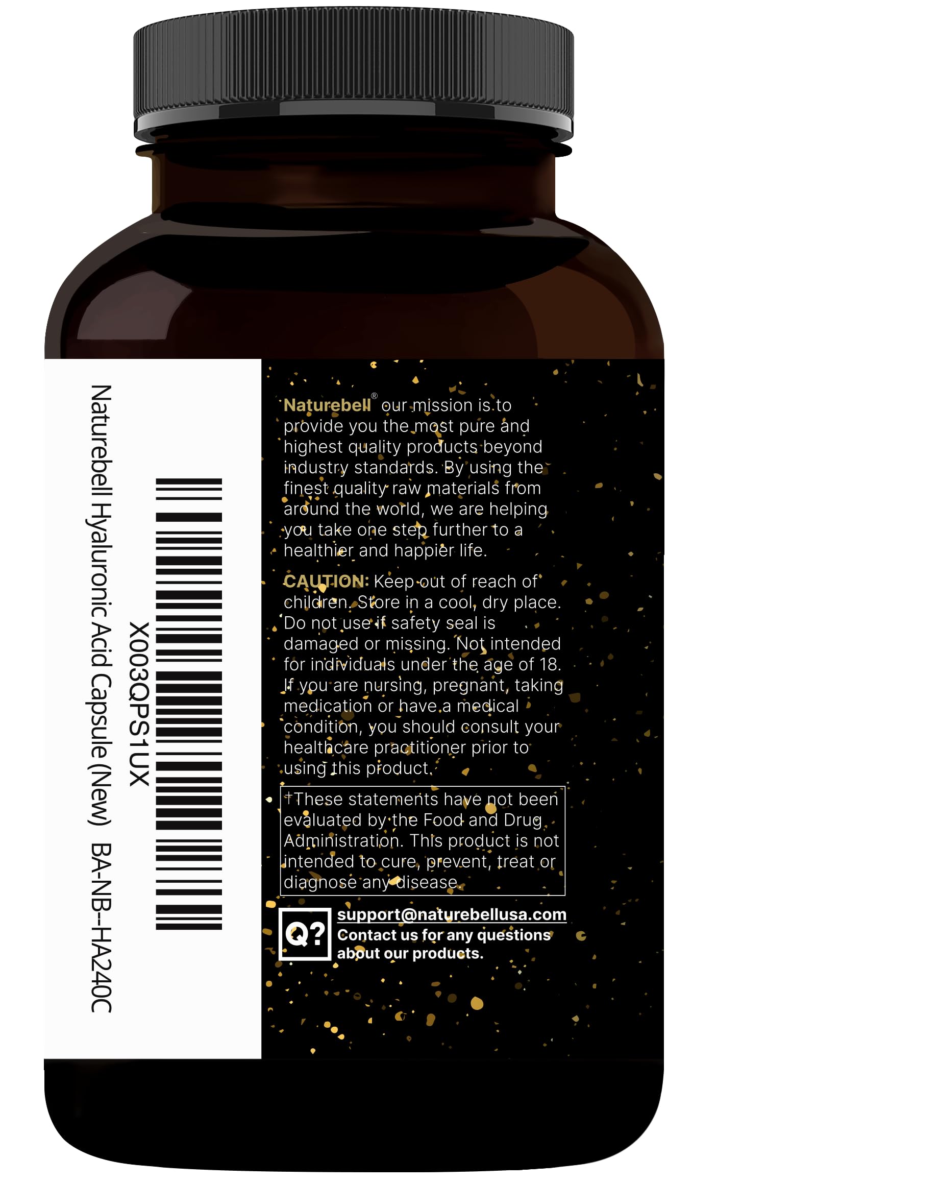 NatureBell hyaluronic acid bottle focusing on hydration benefits.