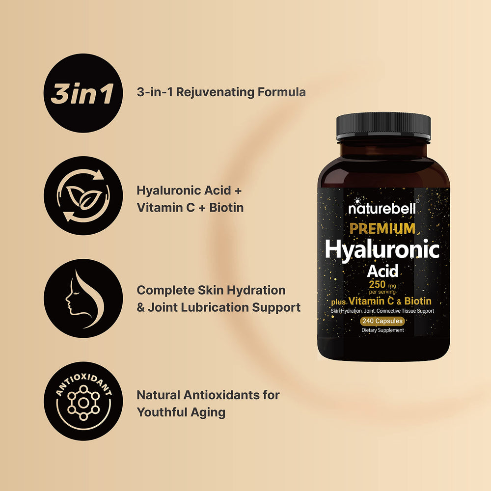 NatureBell hyaluronic acid ingredient label emphasizes non-GMO features.