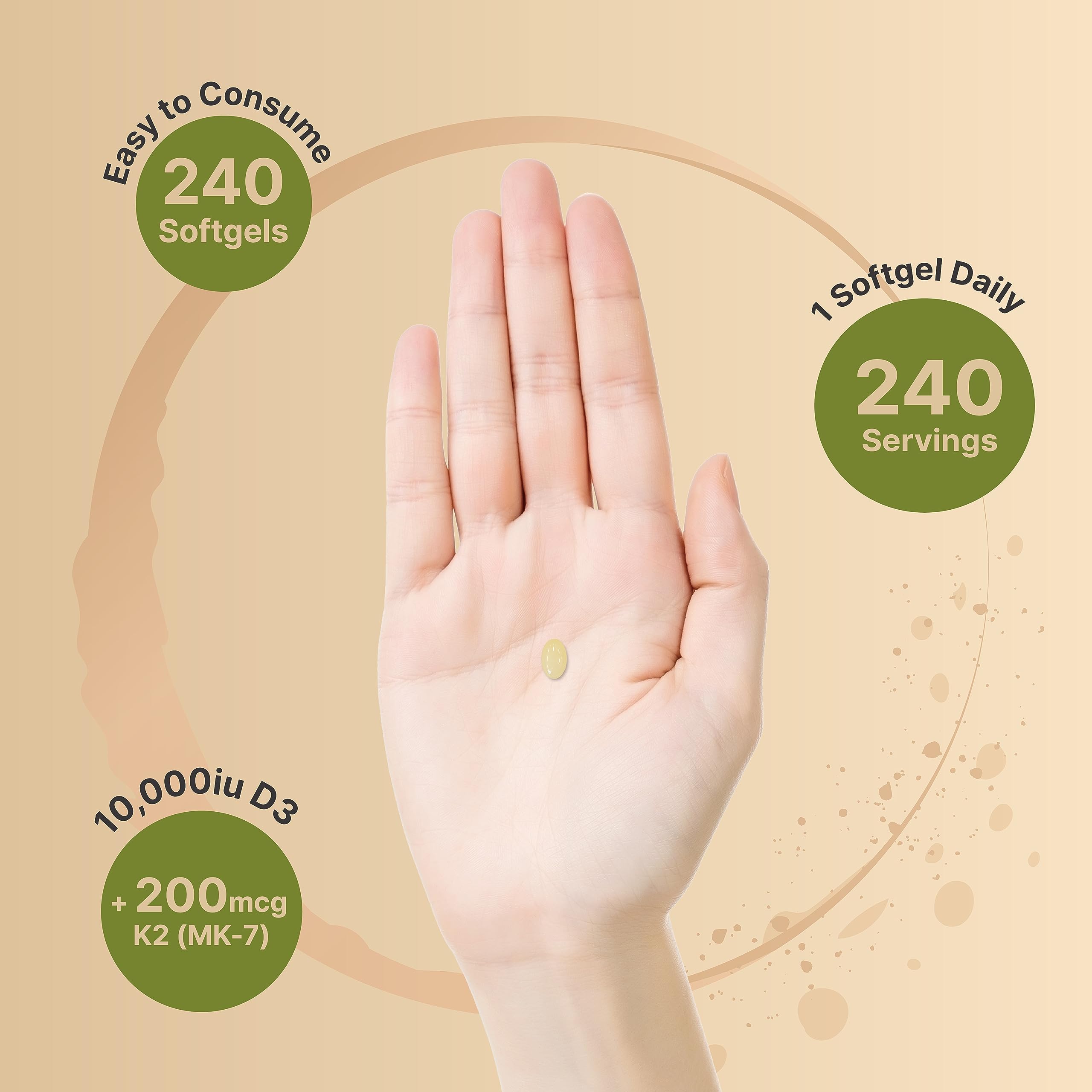 NatureBell immune-support D3 + K2 capsule beside a glass of water