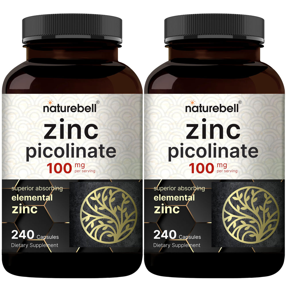 NatureBell maximum-strength zinc 100mg bottle front view for daily support.