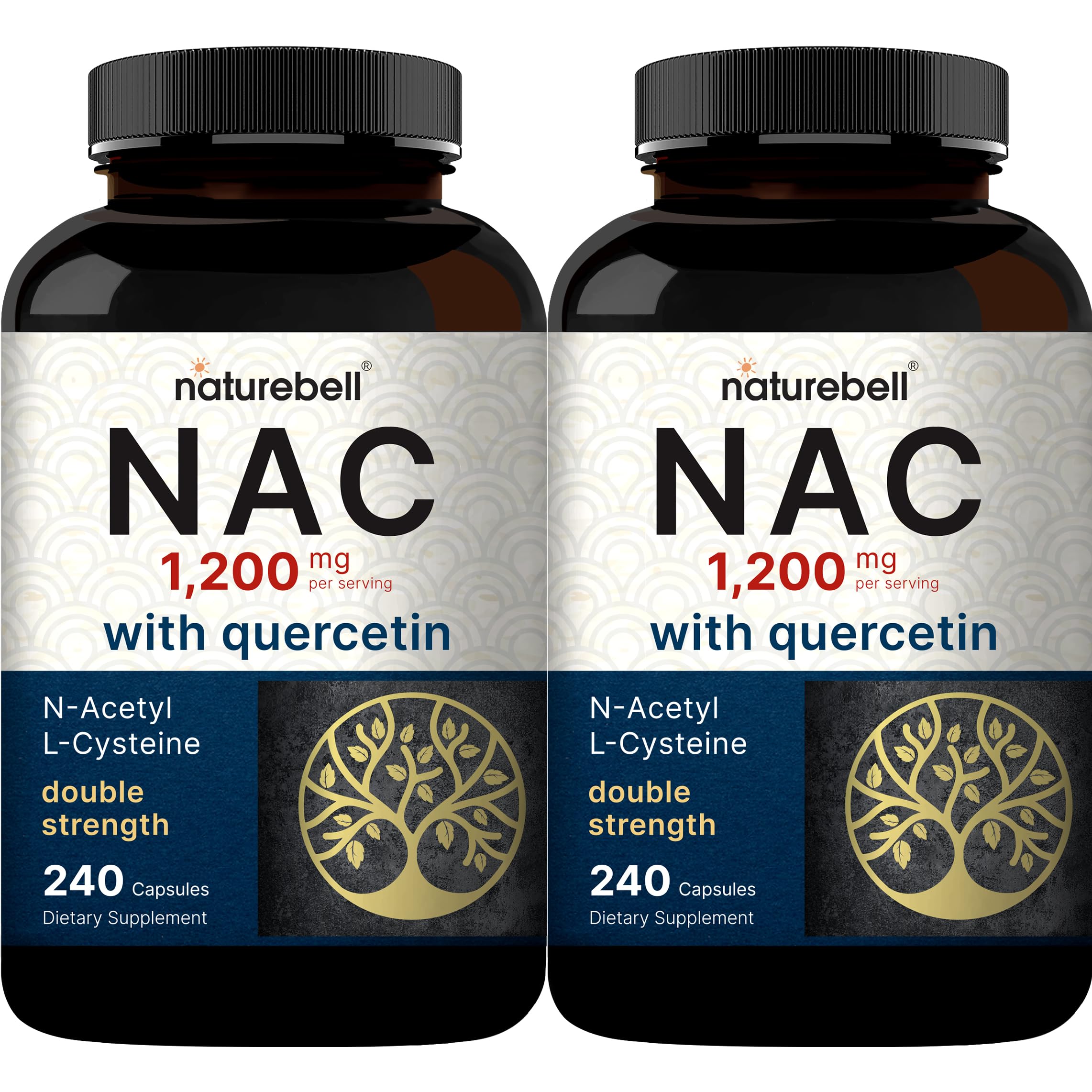 NatureBell NAC + Quercetin 2-Pack bottle front showing double strength formula for daily use