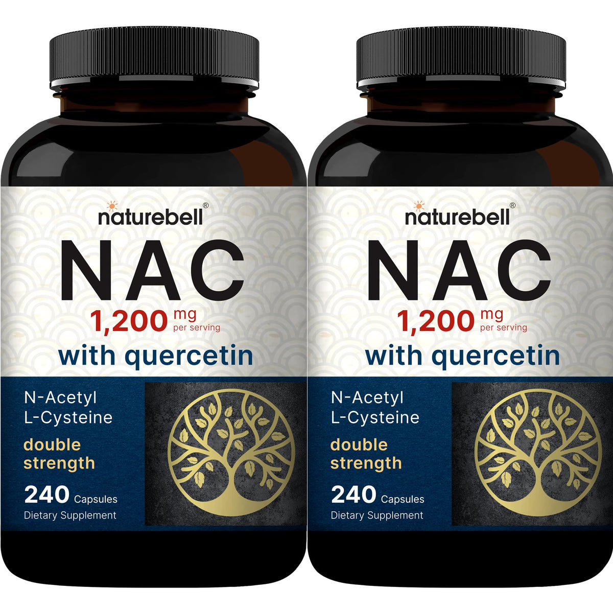 NatureBell NAC + Quercetin 2-Pack bottle front showing double strength formula for daily use