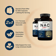 NatureBell NAC + Quercetin capsules close-up for easy-to-swallow design