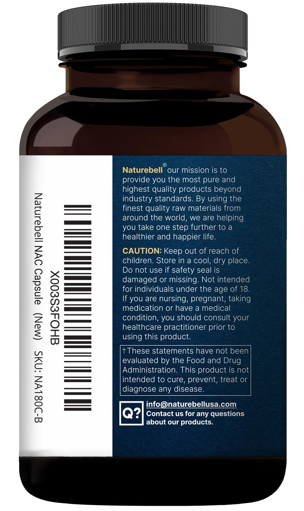 NatureBell NAC + Quercetin non-GMO and allergen-free ingredients