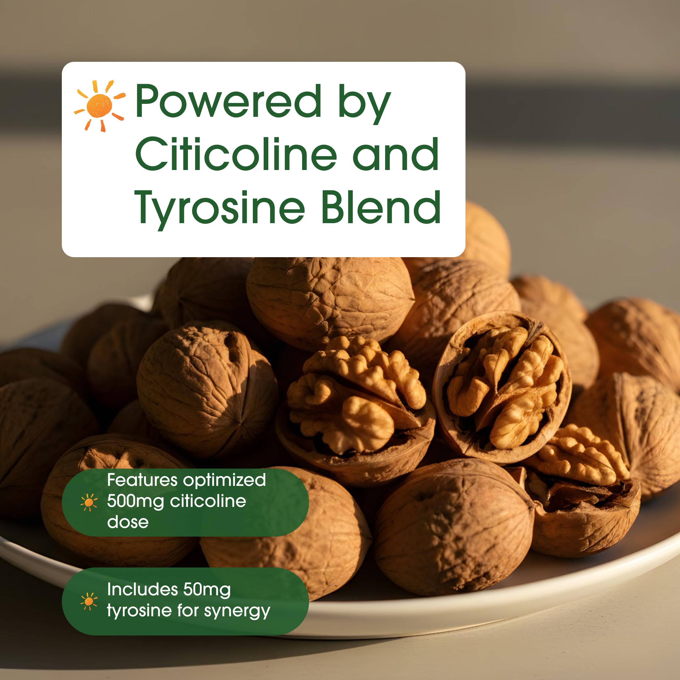 Non-GMO gluten-free badge on NatureBell Citicoline bottle