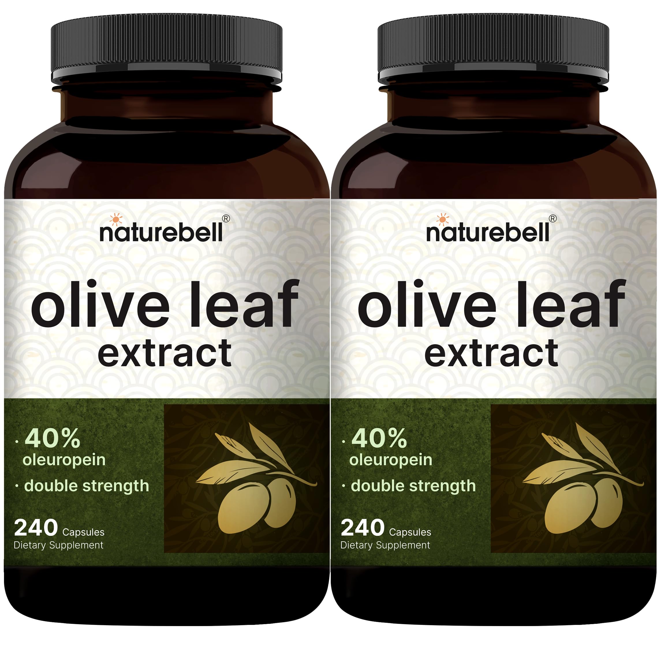 NatureBell Olive Leaf Extract bottle front with 2-pack for easy daily immune support.