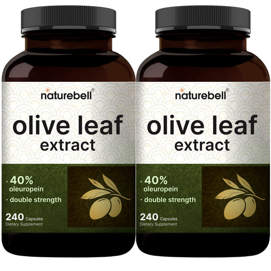NatureBell Olive Leaf Extract bottle front with 2-pack for easy daily immune support.
