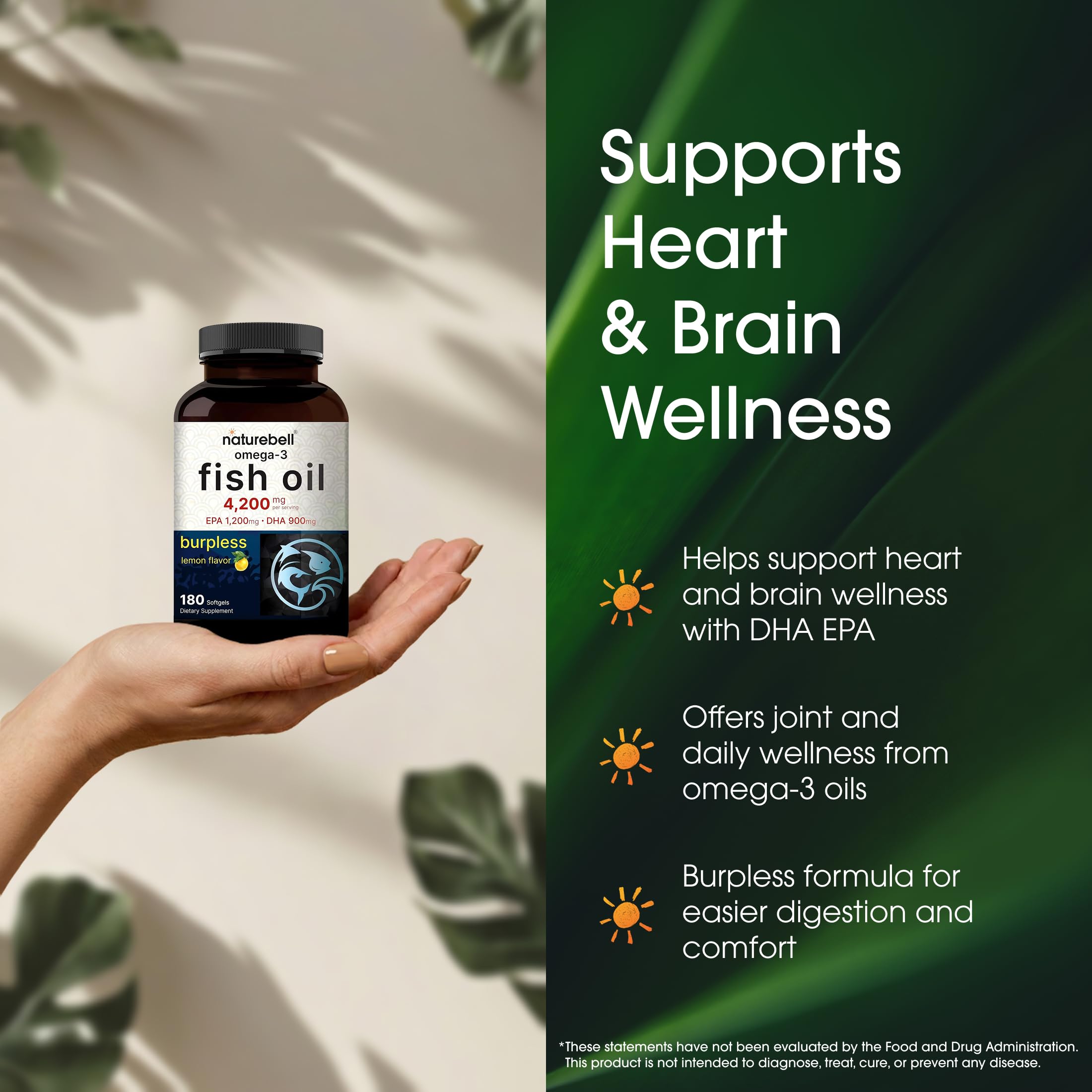 NatureBell Omega-3 bottle being opened to illustrate easy daily serving