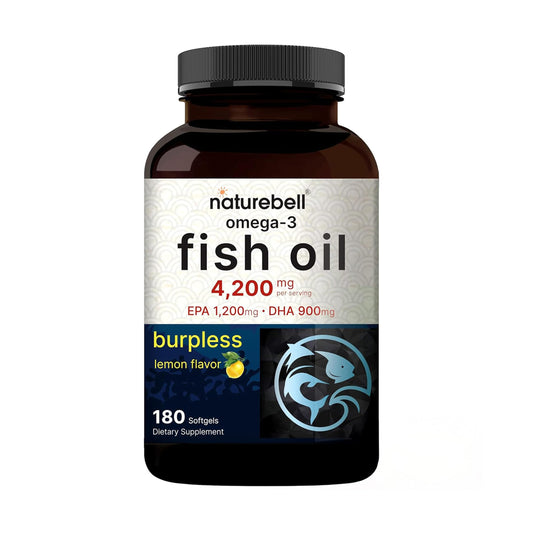 NatureBell Omega-3 bottle front with lemon flavor emphasis for daily heart and brain support