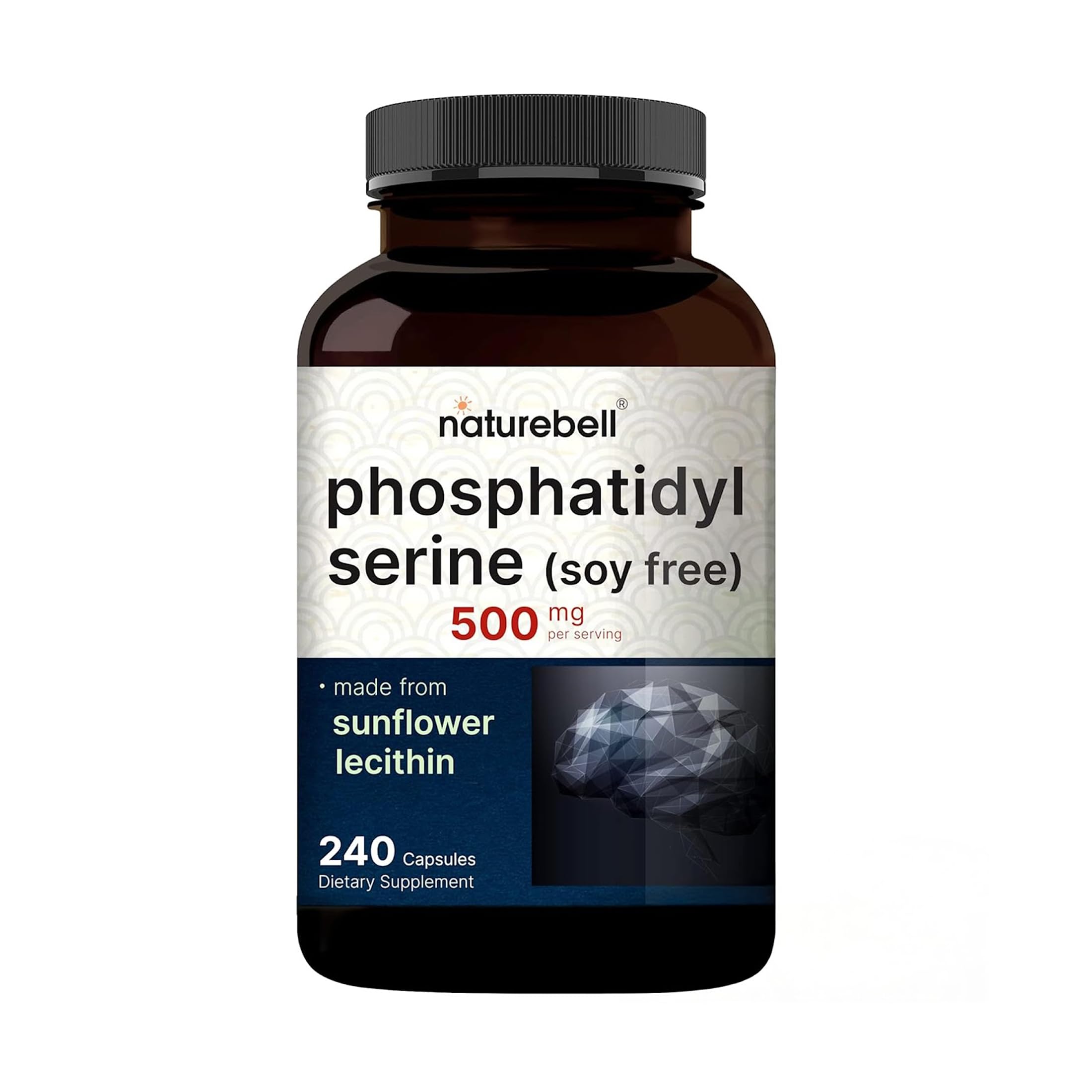 NatureBell phosphatidylserine 500mg bottle for daily brain support.