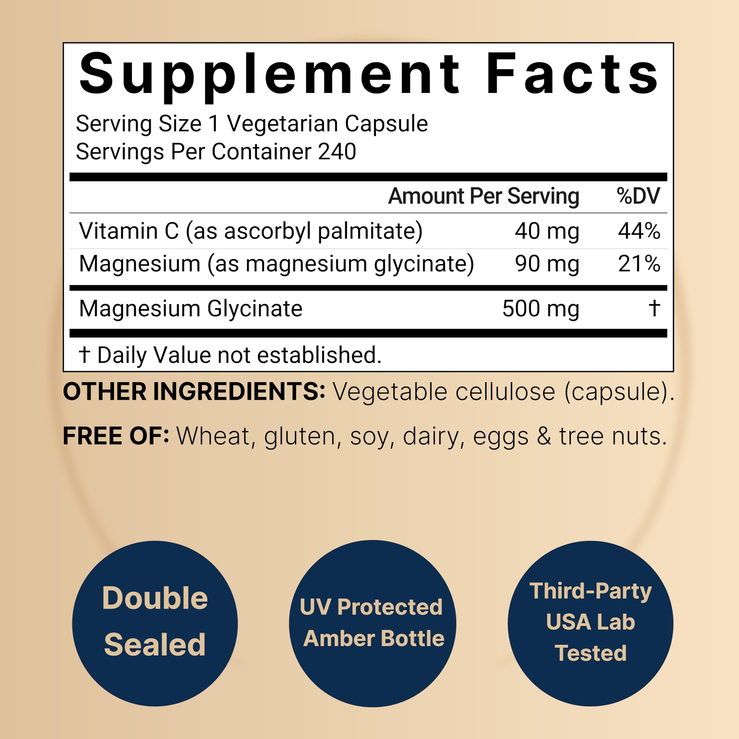 NatureBell Pure Magnesium Glycinate 500mg bottle label closeup highlighting chelated magnesium.