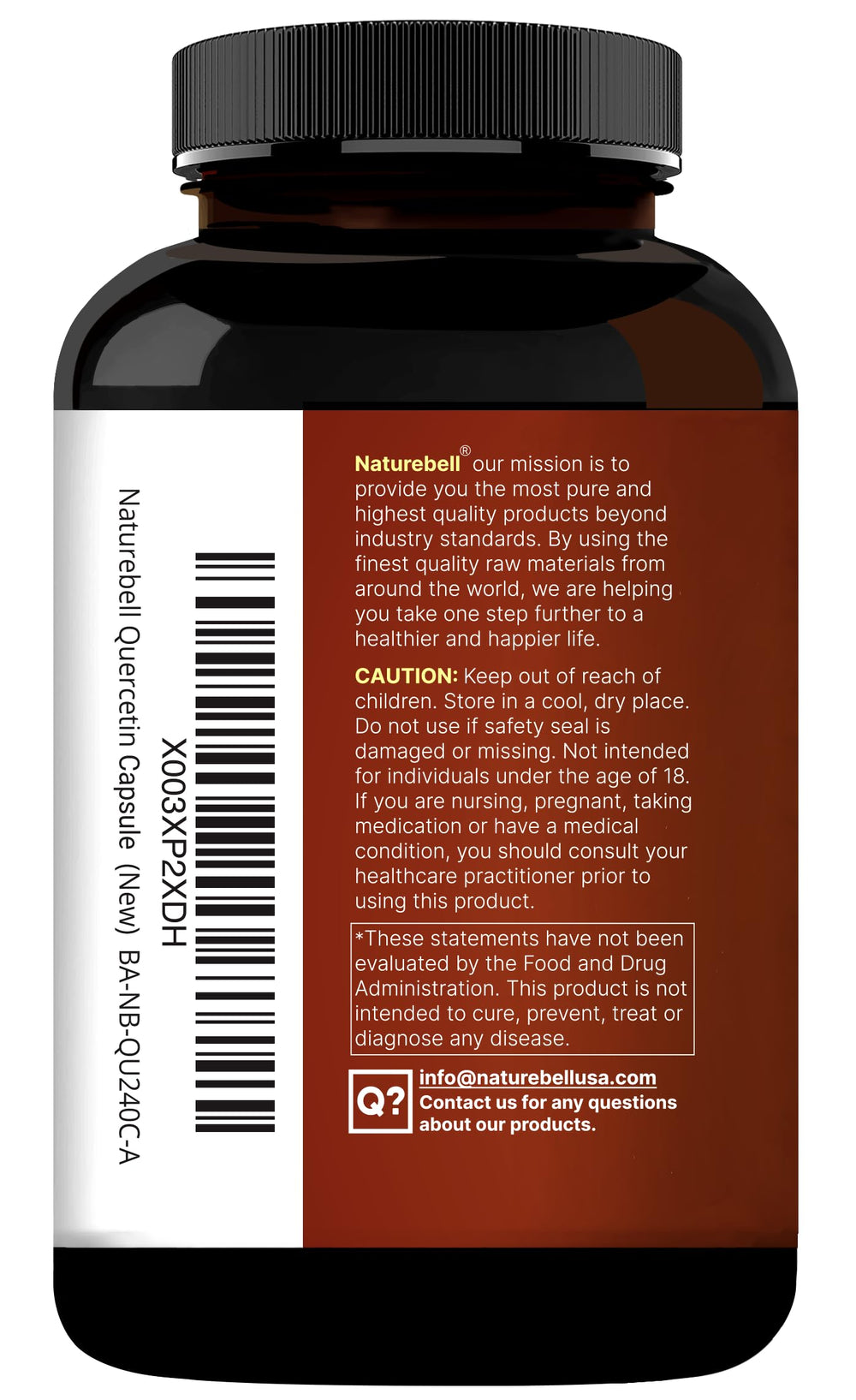  NatureBell Quercetin 1,000mg daily use packaging with glass of water