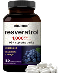 NatureBell Resveratrol bottle front view highlights antioxidant support.