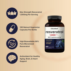 NatureBell Resveratrol packaging highlights plant-based source.