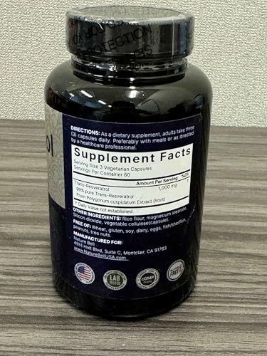 NatureBell Resveratrol Polygonum cuspidatum extract illustration highlights ingredients.