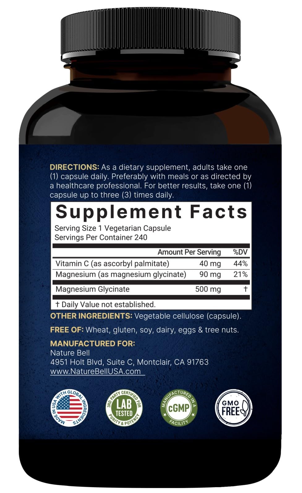 NatureBell third-party tested certificate highlights safety and potency.
