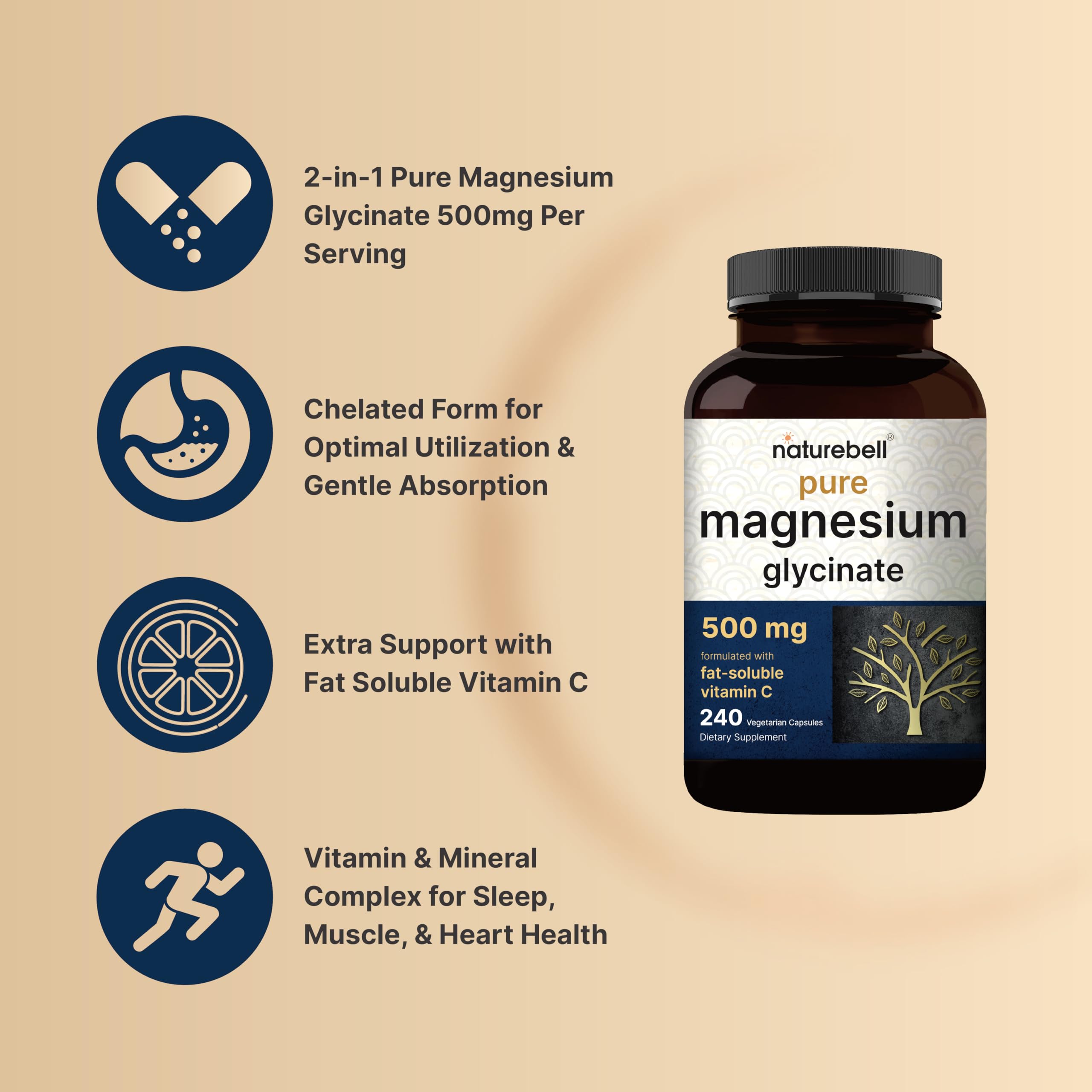 NatureBell Veggie capsules 480-count pack for convenient daily magnesium.