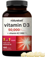 NatureBell Vitamin D3 K2 softgels bottle illustrating high-potency bone support