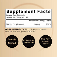 NatureBell zinc picolinate 100mg bottle cap close-up shows accessibility.